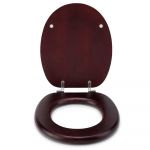 Choice Standard Close Solid Wood Mahogany Effect Toilet Seat & Cover With Chrome Hinges CH.506349