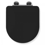 Croydex Iseo Flexi-Fix Soft Close Quick Release Wooden Toilet Seat & Cover Matt Black With Chrome Hinge WL610321H
