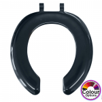 Celmac Crescent Adult A Standard Close Toilet Seat Only With Stainless Steel Bar Hinge Black SCR5QBL