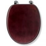 Croydex Mahogany Effect Standard Close Solid Wood Toilet Seat & Cover With Chrome Hinges WL515241