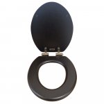 Heritage Bathrooms Soft Close Quick Release Toilet Seat & Cover Black With Vintage Gold Hinges TSBLA100SC