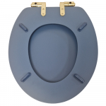 Heritage Bathrooms Soft Close Quick Release Toilet Seat & Cover Maritime Blue With Brushed Brass Hinges TSMBL104SC