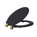 Tavistock Marston Slim Soft Close Quick Release Wooden Toilet Seat & Cover Black With Brass Hinges DC4052-SF