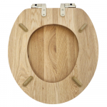 Heritage Bathrooms Soft Close Quick Release Toilet Seat & Cover Oak With Brushed Brass Hinges TSOAK104SC