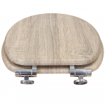 Pura Wyndham Soft Close Chrome Hinge Toilet Seat & Cover Oak S10142-OAK