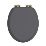 Heritage Bathrooms Soft Close Quick Release Toilet Seat & Cover Graphite With Brushed Brass Hinges TSGRA104SC