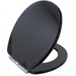 Eastbrook Sherwood Soft Close Toilet Seat & Cover Black With Chrome Hinges Gloss 34.01201