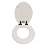 Heritage Bathrooms Soft Close Quick Release Toilet Seat & Cover White Gloss With Matt Black Hinges TSWGL105SC