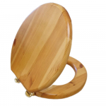 Choice Solid Wood Standard Close Toilet Seat & Cover Antique Pine With Gold Hinges CH.506340