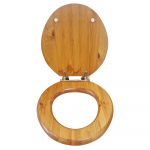 Choice Solid Wood Standard Close Toilet Seat & Cover Antique Pine With Gold Hinges CH.506341