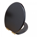 Heritage Bathrooms Soft Close Quick Release Toilet Seat & Cover Black With Brushed Brass Hinges TSBLA104SC