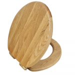 Heritage Bathrooms Soft Close Quick Release Toilet Seat & Cover Oak With Brushed Brass Hinges TSOAK104SC