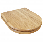 Choice S50 Solid Wood Sandwich Style Standard Close Toilet Seat & Cover Natural Oak With Chrome Hinges CHOICE-SW-S50