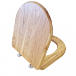 Choice S50 Solid Wood Sandwich Style Standard Close Toilet Seat & Cover Natural Oak With Chrome Hinges CHOICE-SW-S50