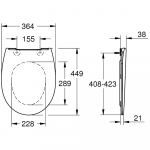 Grohe Bau Ceramic Slim Soft Close Quick Release Toilet Seat and Cover Alpine White 39923000