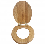 Heritage Bathrooms Soft Close Quick Release Toilet Seat & Cover Oak With Brushed Brass Hinges TSOAK104SC