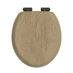 Heritage Bathrooms Soft Close Quick Release Toilet Seat & Cover Oak With Matt Black Hinges TSOAK105SC