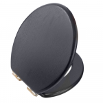 Heritage Bathrooms Soft Close Quick Release Toilet Seat & Cover Black With Vintage Gold Hinges TSBLA100SC