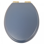 Heritage Bathrooms Soft Close Quick Release Toilet Seat & Cover Maritime Blue With Brushed Brass Hinges TSMBL104SC