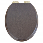 Heritage Bathrooms Soft Close Quick Release Toilet Seat & Cover Walnut With Brushed Brass Hinges TSWAL104SSC