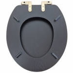 Heritage Bathrooms Soft Close Quick Release Toilet Seat & Cover Black With Brushed Brass Hinges TSBLA104SC
