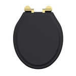 Tavistock Marston Slim Soft Close Quick Release Wooden Toilet Seat & Cover Black With Brass Hinges DC4052-SF