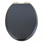 Heritage Bathrooms Soft Close Quick Release Toilet Seat & Cover Black With Brushed Brass Hinges TSBLA104SC