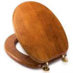 Choice Antique Pine Effect Standard Close Solid Wood Toilet Seat & Cover With Brass Hinges CH.506344