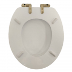 Heritage Bathrooms Soft Close Quick Release Toilet Seat & Cover White Gloss With Brushed Brass Hinges TSWGL104SC