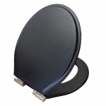 Tavistock Marston Slim Soft Close Quick Release Wooden Toilet Seat & Cover Black With Chrome Hinges DC4051-SF