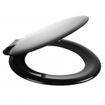 Celmac Saxon Standard Close Toilet Seat & Cover Black With Stainless Steel Bottom Fix Hinge SSA12BL