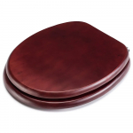 Choice Standard Close Solid Wood Mahogany Effect Toilet Seat & Cover With Chrome Hinges CH.506349