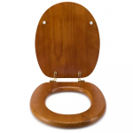 Croydex Antique Pine Effect Standard Close Solid Wood Toilet Seat & Cover With Brass Hinges WL515002