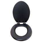 Heritage Bathrooms Soft Close Quick Release Toilet Seat & Cover Black With Matt Black Hinges TSBLA105SC