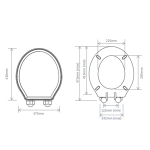 Tavistock Marston Slim Soft Close Quick Release Wooden Toilet Seat & Cover Black With Brass Hinges DC4052-SF