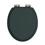Heritage Bathrooms Soft Close Quick Release Toilet Seat & Cover Classic Green With Vintage Gold Hinges TSCLG100SC