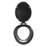Celmac Saxon Standard Close Toilet Seat & Cover Black With Stainless Steel Bottom Fix Hinge SSA12BL