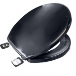 Celmac Emerald Standard Close Toilet Seat & Cover With Plastic Bottom Fix Hinge Black SEM11BL