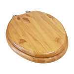 Choice Solid Wood Standard Close Toilet Seat & Cover Antique Pine With Gold Hinges CH.506341