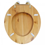 Choice Solid Wood Standard Close Toilet Seat & Cover Antique Pine With Gold Hinges CH.506340