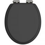 Heritage Bathrooms Soft Close Quick Release Toilet Seat & Cover Black With Brushed Nickel Hinges TSBLA103SC