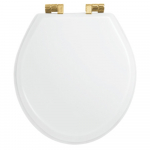 Imperial Bathrooms Astoria Deco Oval Soft Close Toilet Seat & Cover White With Brushed Brass Hinges XX50008610NSB