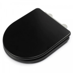 Croydex Iseo Flexi-Fix Soft Close Quick Release Wooden Toilet Seat & Cover Matt Black With Chrome Hinge WL610321H