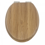 Heritage Bathrooms Soft Close Quick Release Toilet Seat & Cover Oak With Vintage Gold Hinges TSOAK100SC
