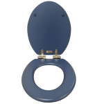 Heritage Bathrooms Soft Close Quick Release Toilet Seat & Cover Maritime Blue With Brushed Brass Hinges TSMBL104SC