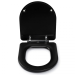 Croydex Iseo Flexi-Fix Soft Close Quick Release Wooden Toilet Seat & Cover Matt Black With Chrome Hinge WL610321H