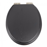 Heritage Bathrooms Soft Close Quick Release Toilet Seat & Cover Black With Vintage Gold Hinges TSBLA100SC