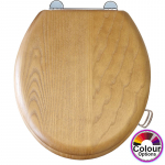 Burlington Wood Standard Close Toilet Seat & Cover Oak With Hygiene Handle Oak S11_A51CHR
