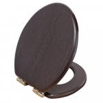 Heritage Bathrooms Soft Close Quick Release Toilet Seat & Cover Walnut With Vintage Gold Hinges TSWAL100SSC