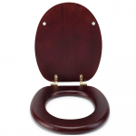 Croydex Mahogany Effect Standard Close Solid Wood Toilet Seat & Cover With Brass Hinges WL515202